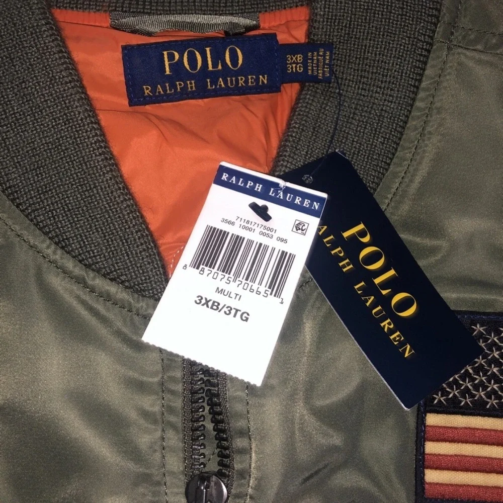 Ralph Lauren Polo Olive Bomber Jacket with Patches - Picture 4 of 8
